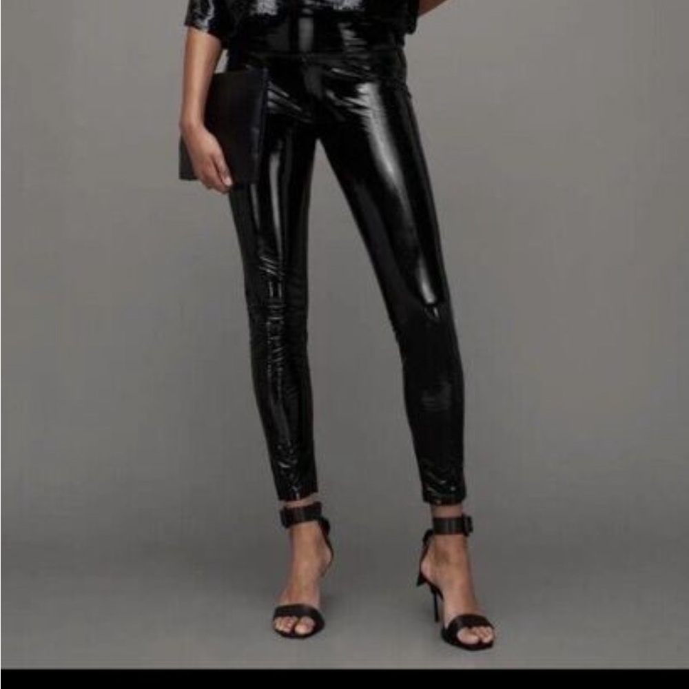 ALLSAINTS Black Glossy Women's Pants